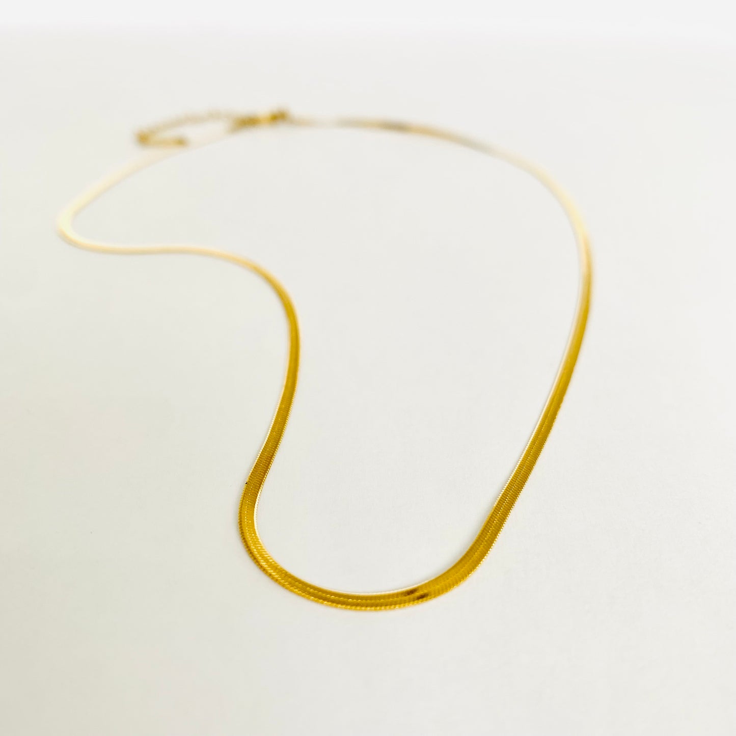 Gold Herringbone Chain Necklace