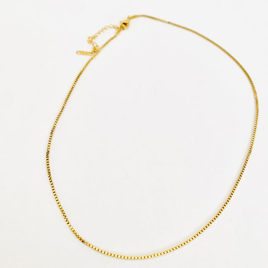 Gold Box Chain Necklace
