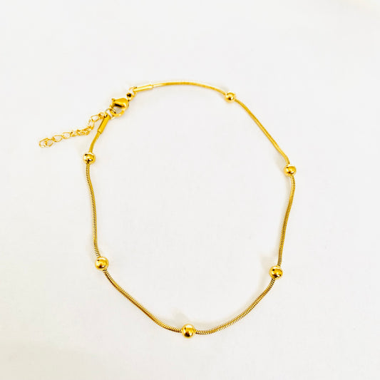 Gold Beaded Snake Chain Anklet