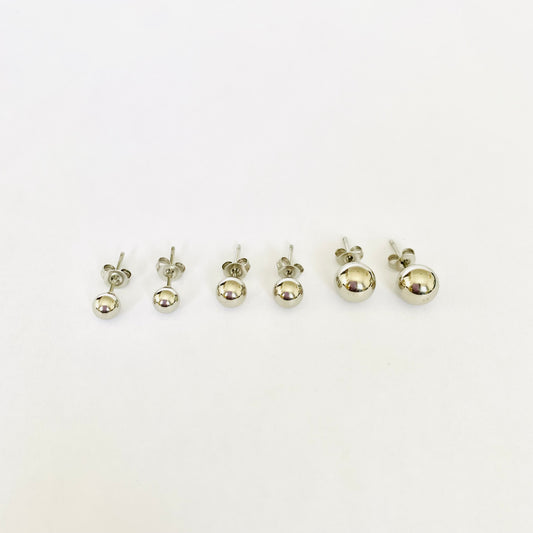 Silver Sphere Studs (3 pairs)