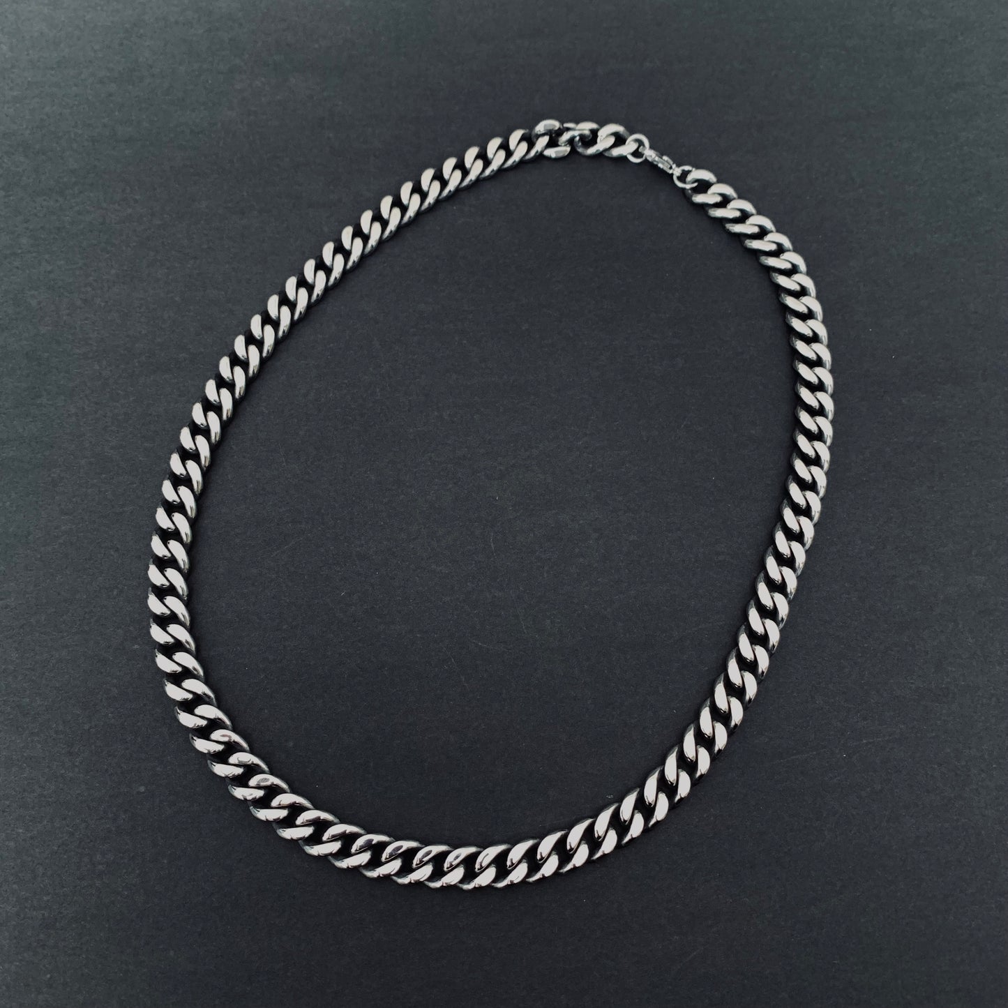 Retro Silver Cuban Link Chain Necklace