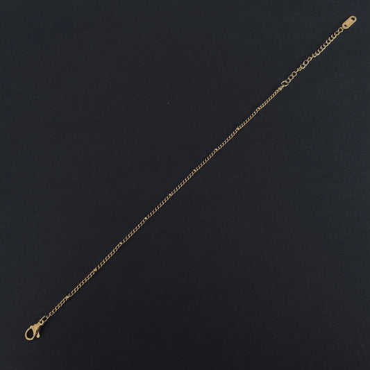 Gold Beaded Curb Link Chain Bracelet