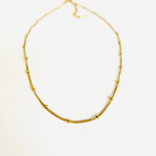Gold Beaded Satellite Chain Necklace
