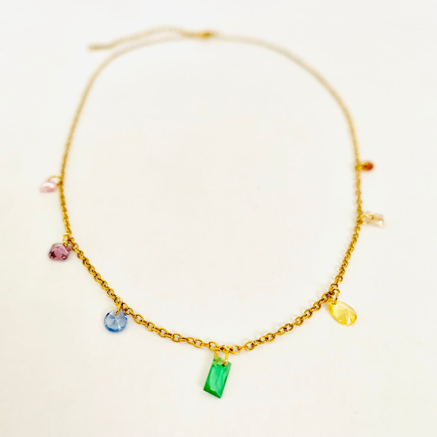Multi-colored Gemstone Charmed Necklace