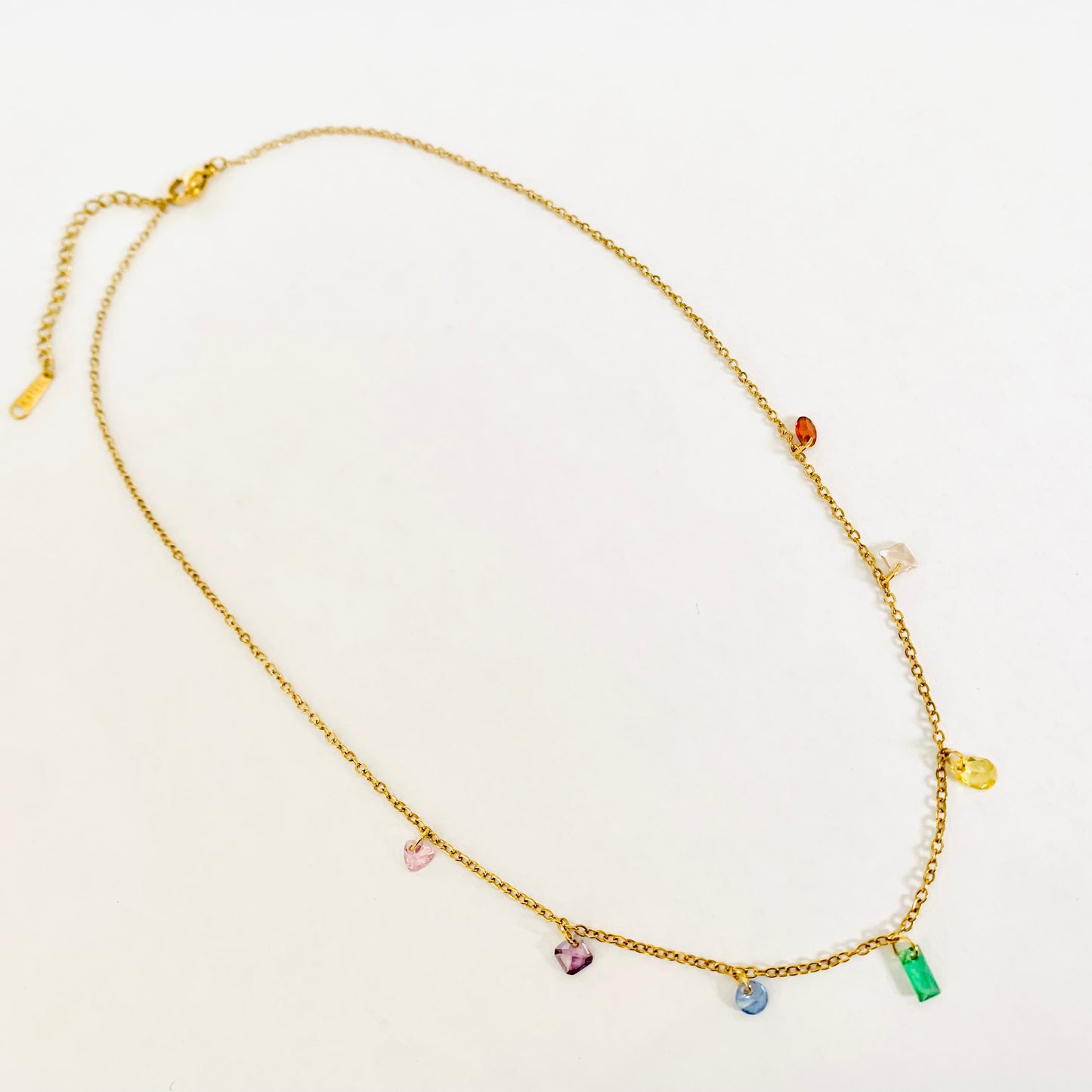 Multi-colored Gemstone Charmed Necklace