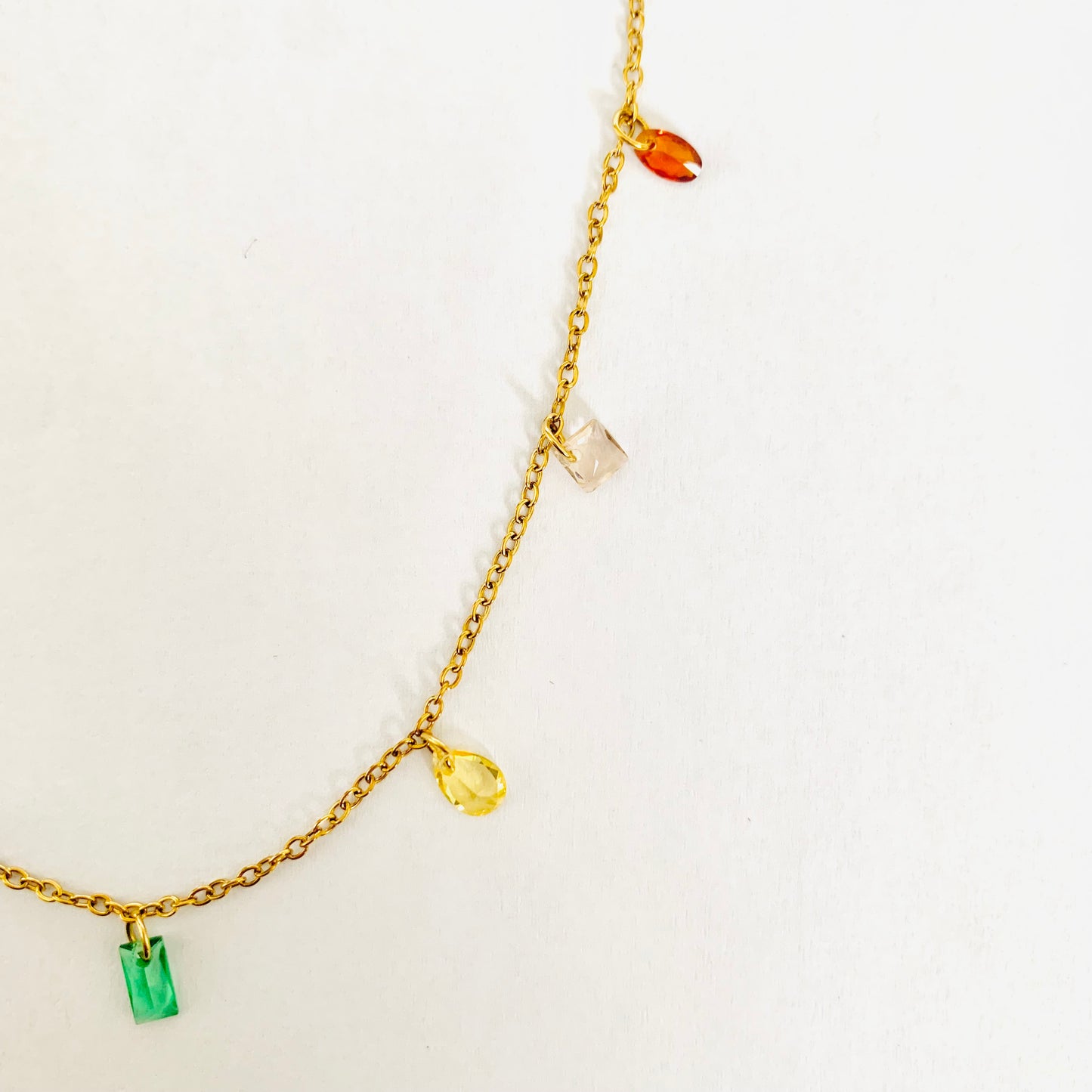 Multi-colored Gemstone Charmed Necklace