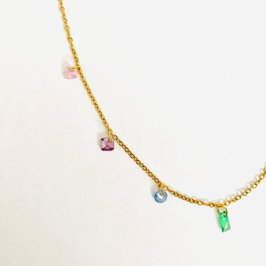 Multi-colored Gemstone Charmed Necklace