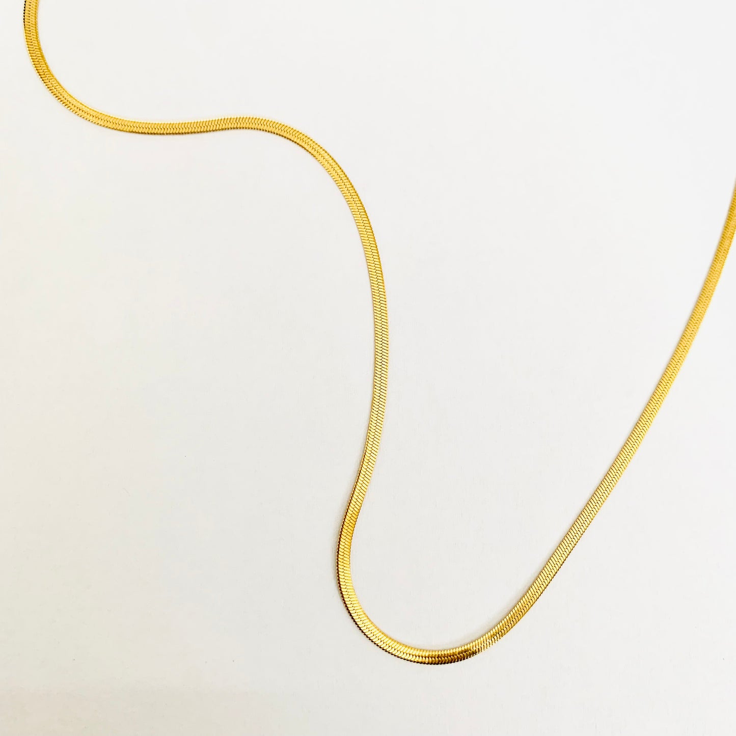 Gold Herringbone Chain Necklace