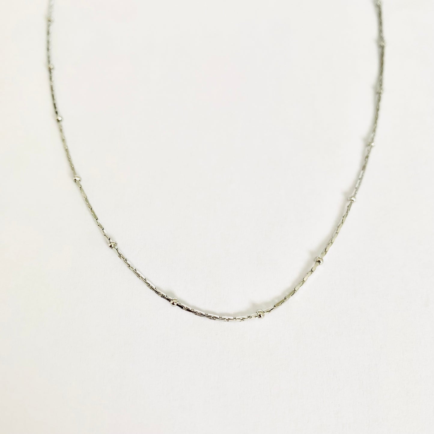 Silver Beaded Cobra Chain Necklace