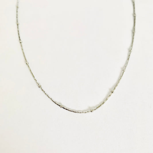 Silver Beaded Cobra Chain Necklace