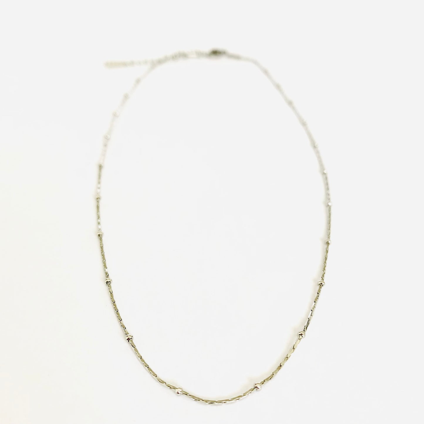 Silver Beaded Cobra Chain Necklace