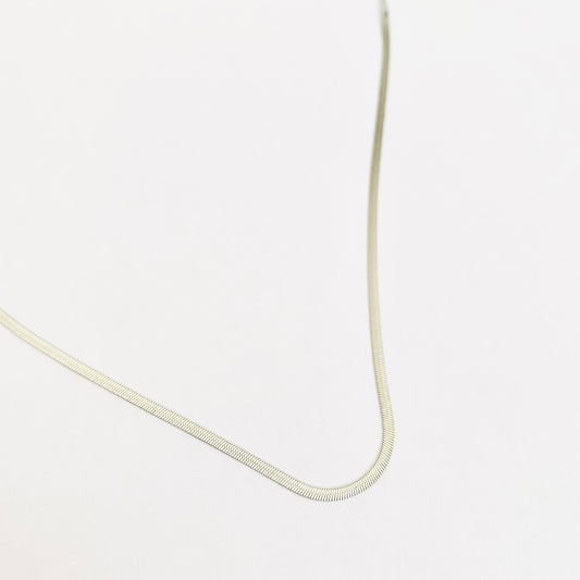 Silver Herringbone Chain Necklace