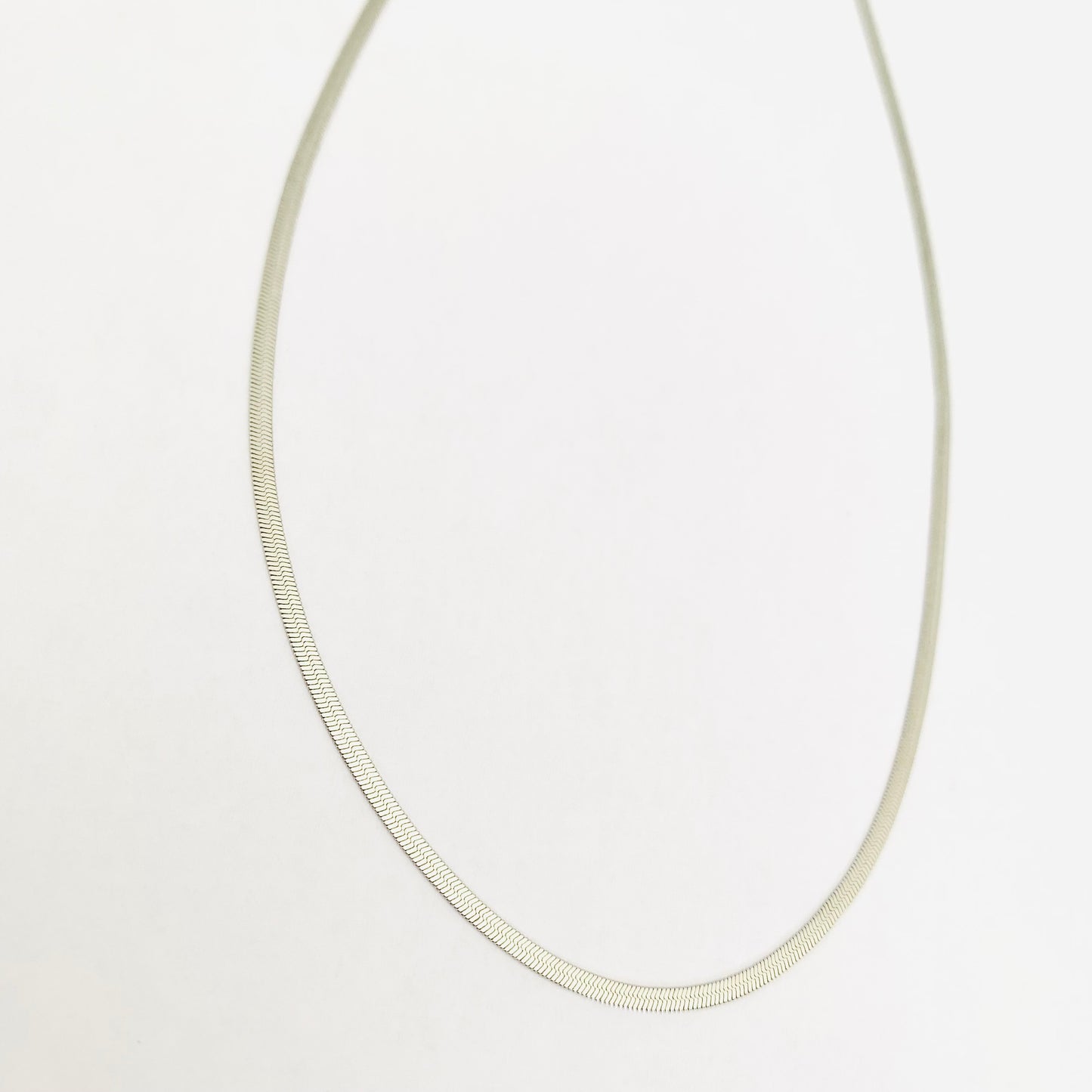 Silver Herringbone Chain Necklace