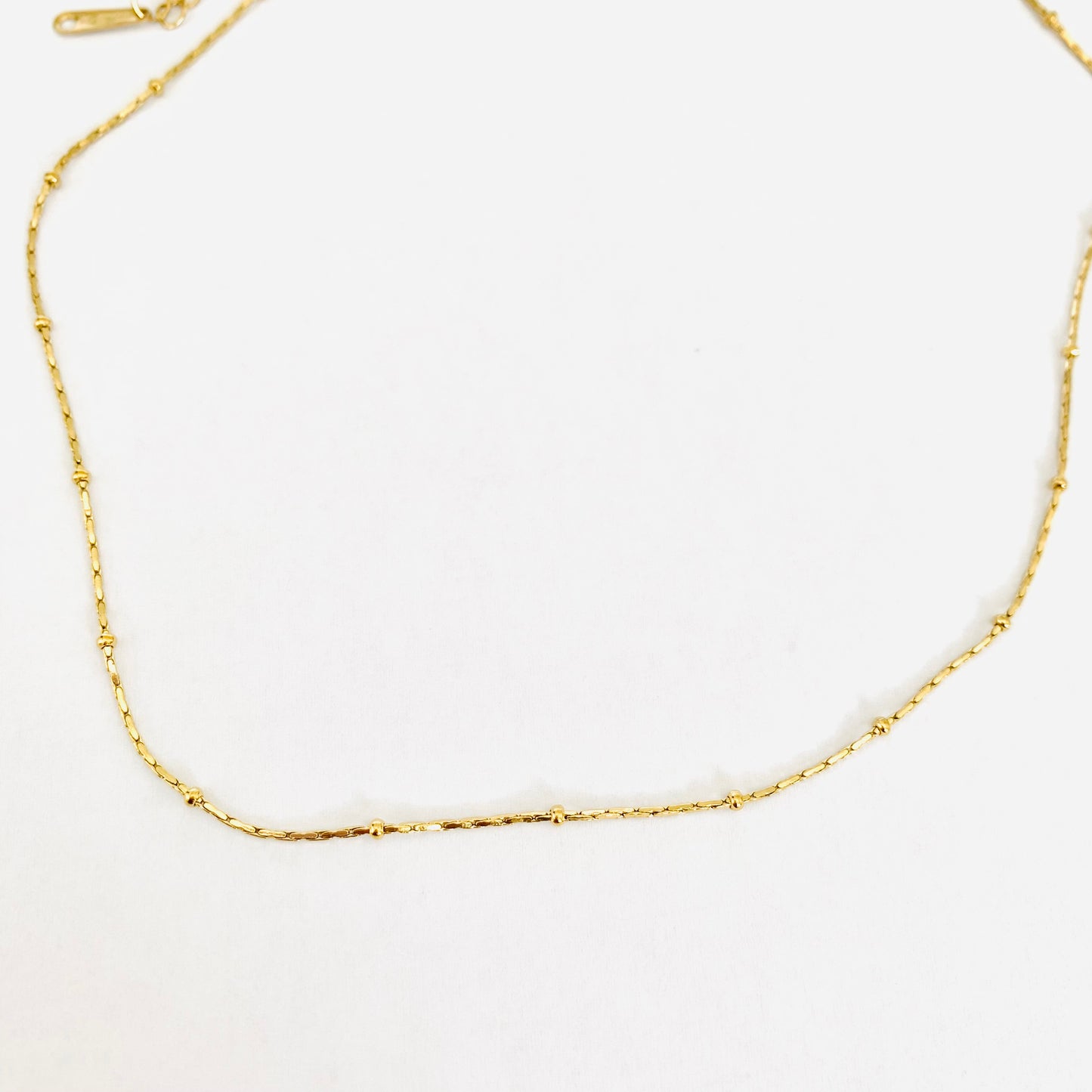 Gold Beaded Cobra Chain Necklace
