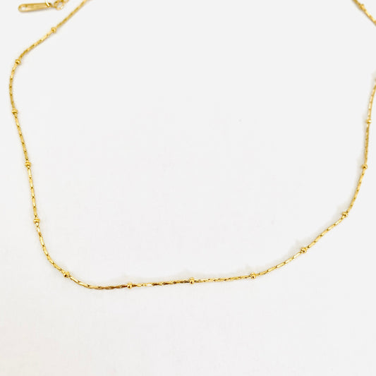 Gold Beaded Cobra Chain Necklace