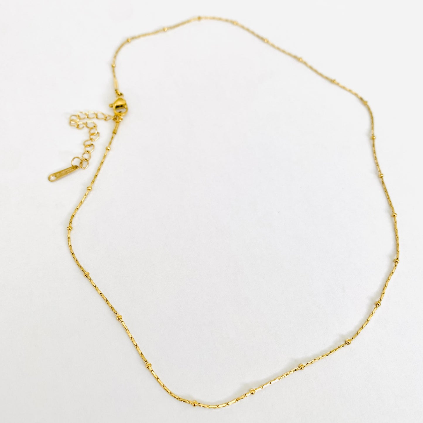 Gold Beaded Cobra Chain Necklace