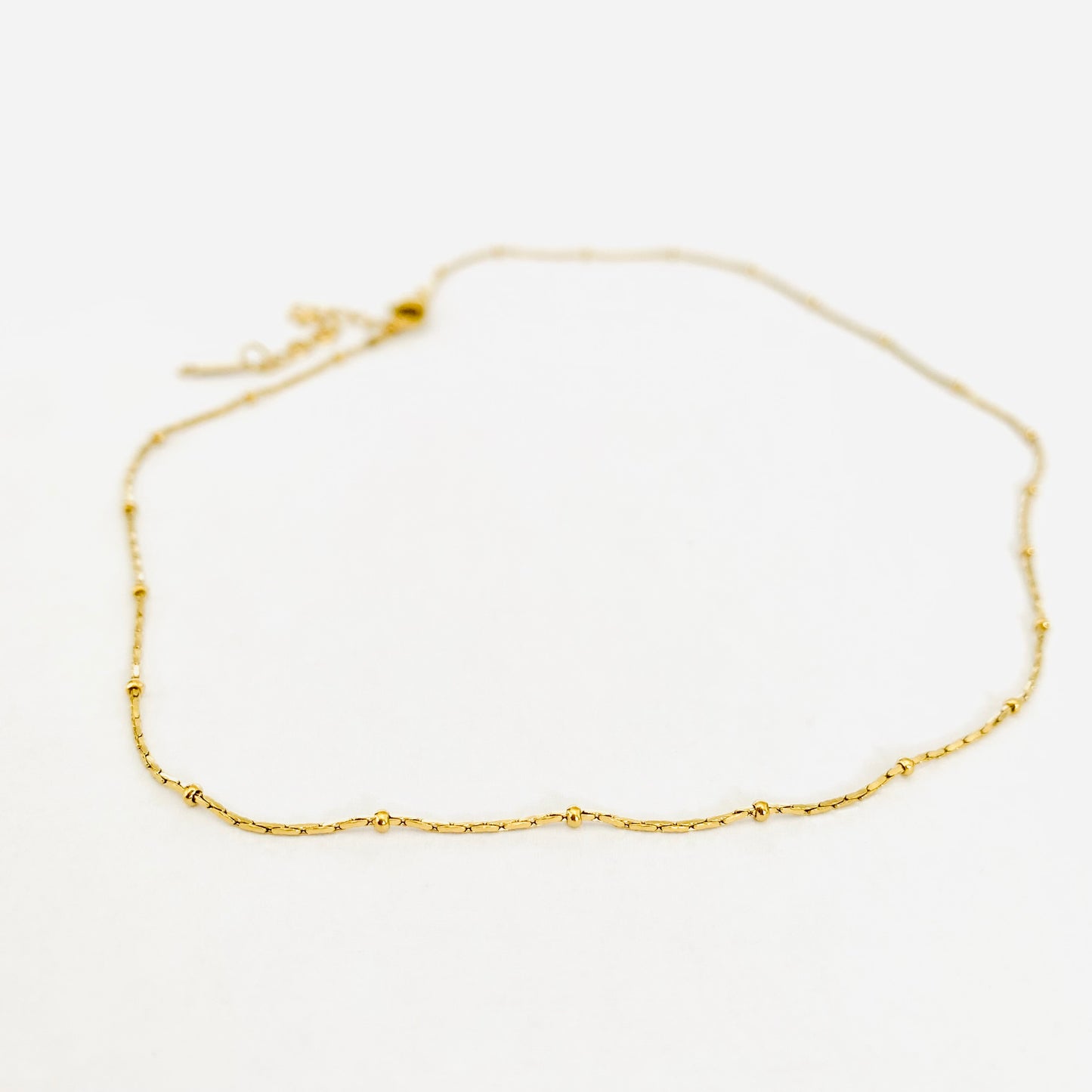 Gold Beaded Cobra Chain Necklace