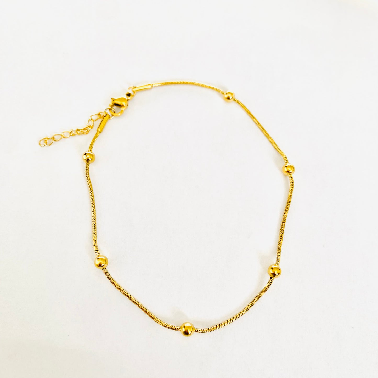 Gold Beaded Snake Chain Anklet