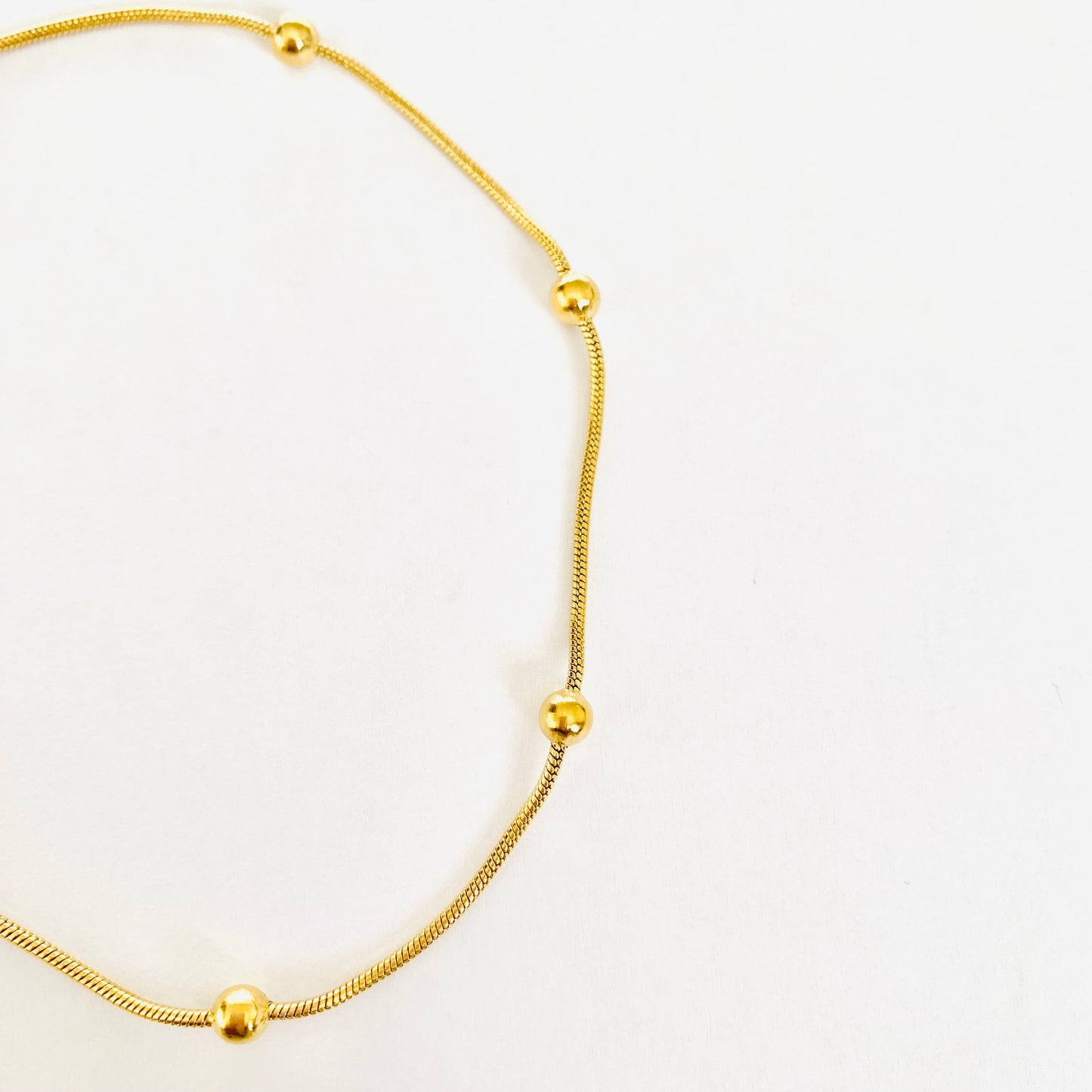 Gold Beaded Snake Chain Anklet