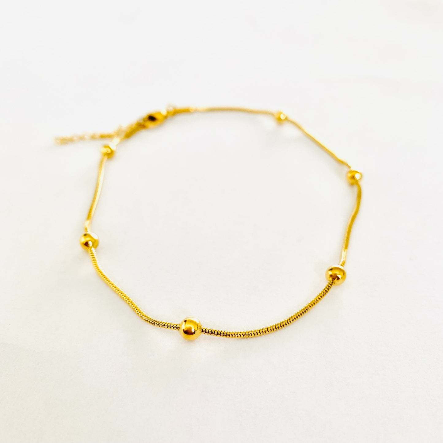 Gold Beaded Snake Chain Anklet