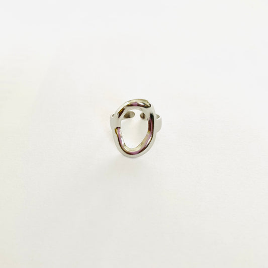 Silver Oval Hollow Ring
