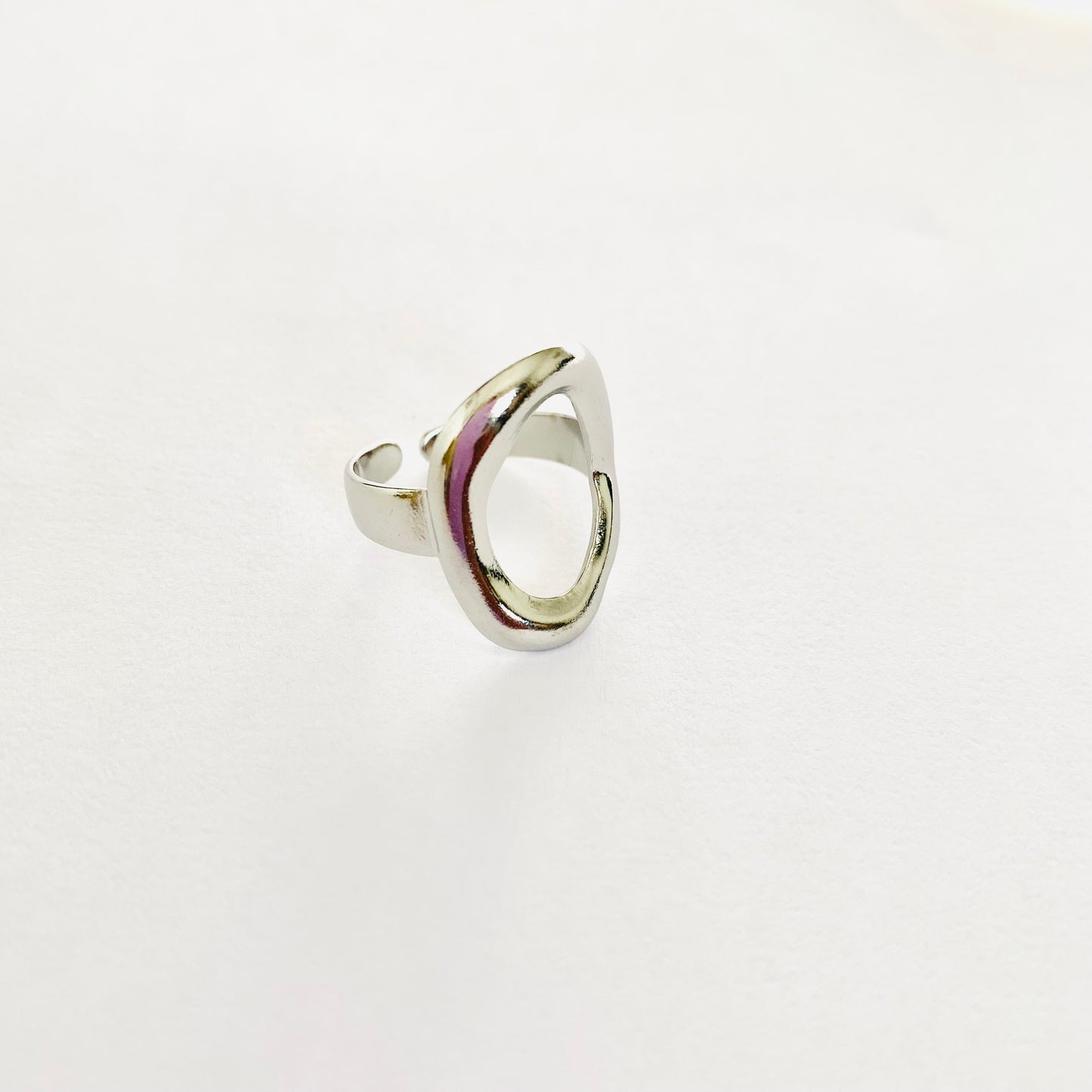 Silver Oval Hollow Ring