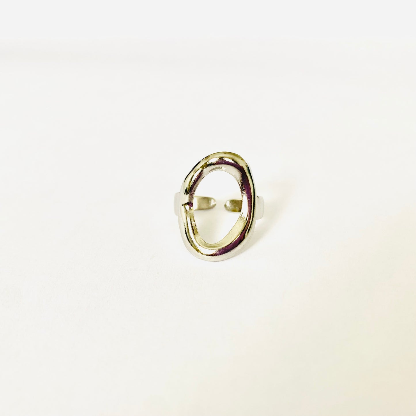 Silver Oval Hollow Ring