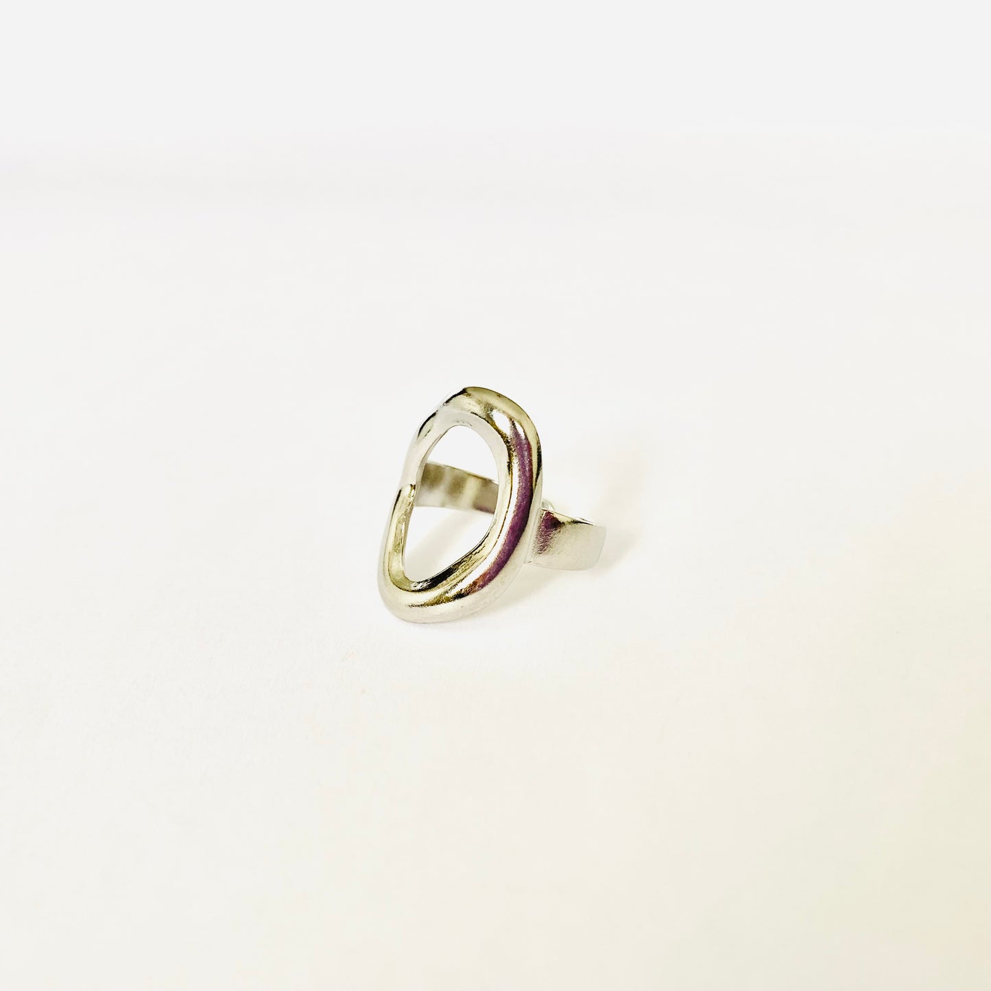 Silver Oval Hollow Ring