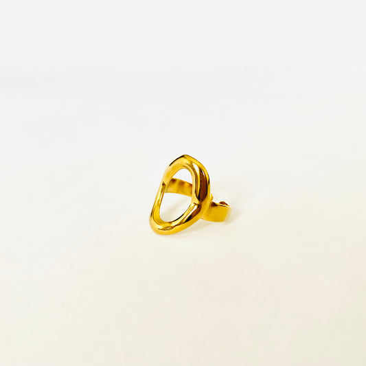 Gold Oval Hollow Ring