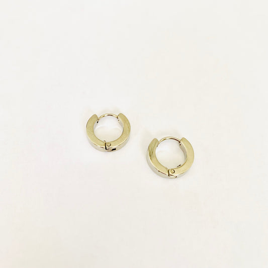 Silver Chunky Huggie Hoops