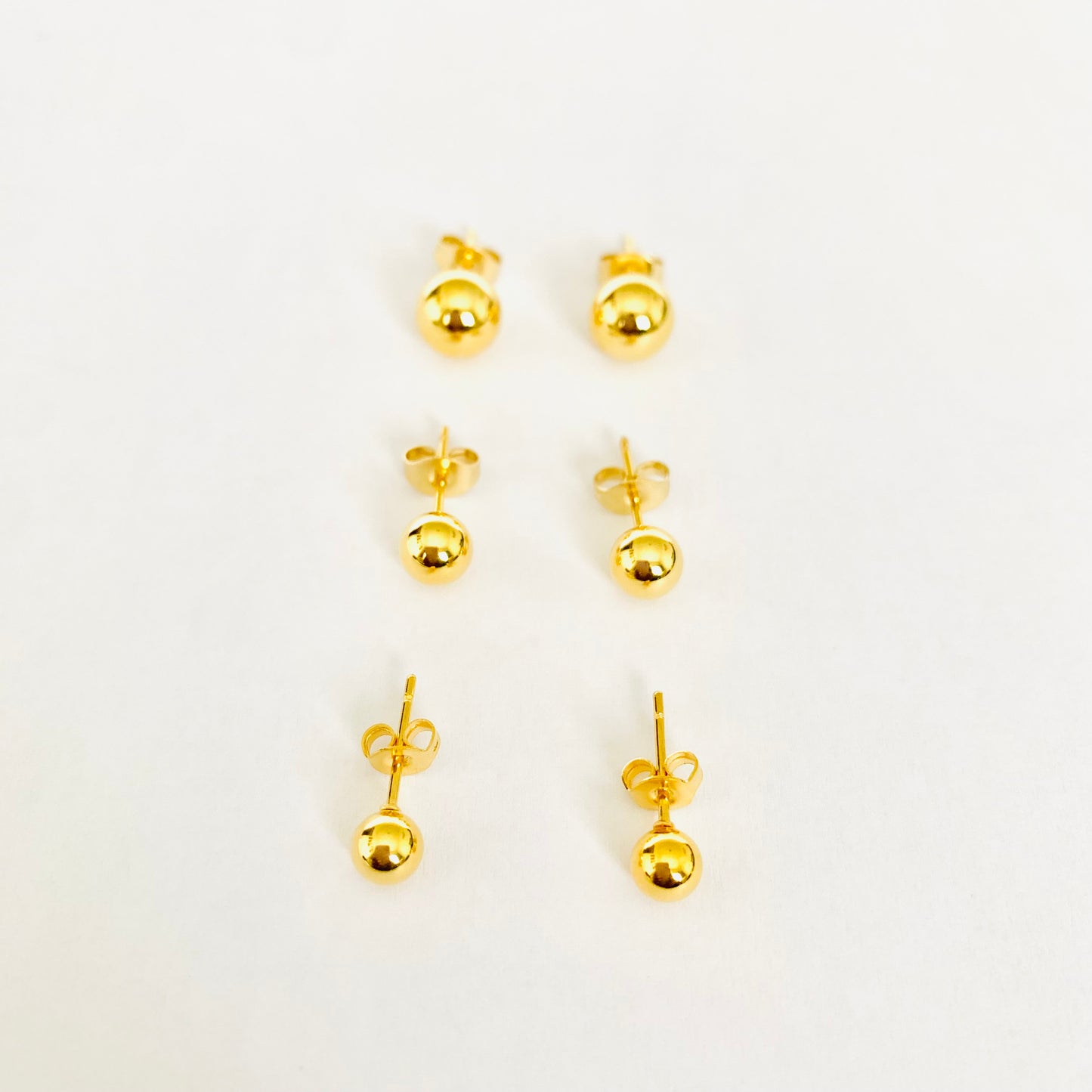 Gold Sphere Studs (3 pairs)