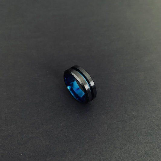 Black Blue Line Ring
