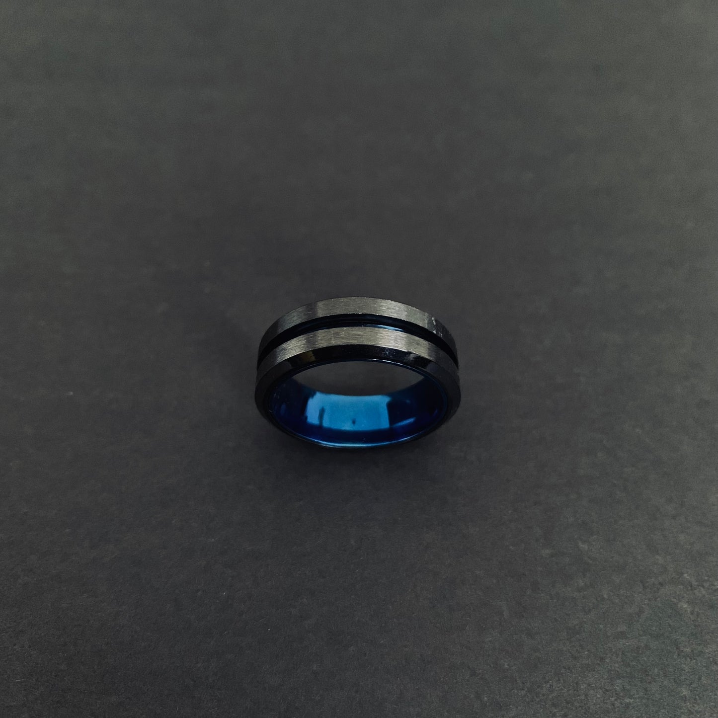 Black Blue Line Ring