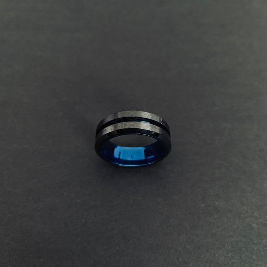 Black Blue Line Ring