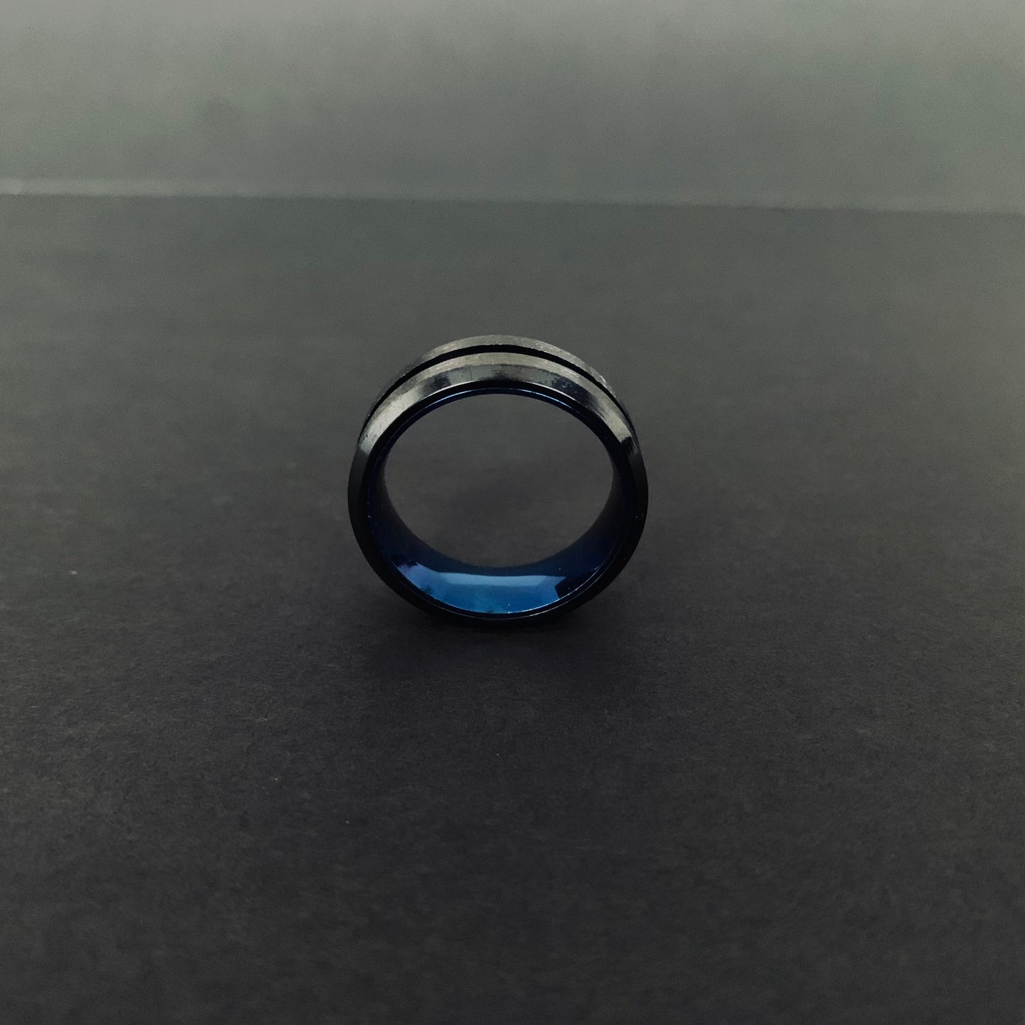 Black Blue Line Ring