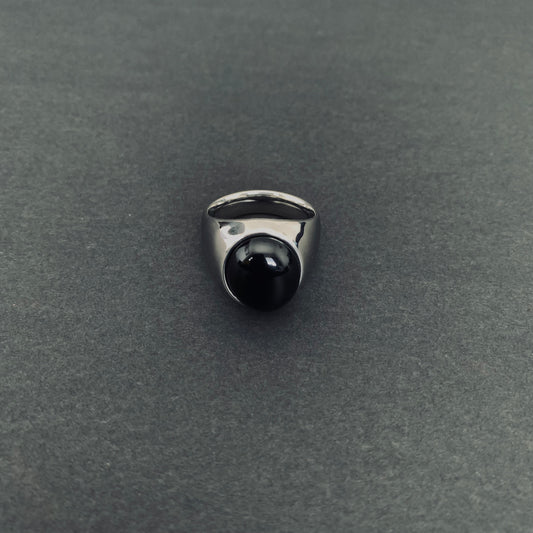Black Onyx Dome Ring (Silver)