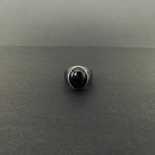 Black Onyx Dome Ring (Silver)