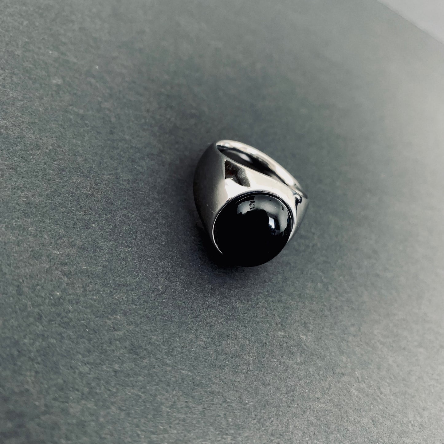 Black Onyx Dome Ring (Silver)