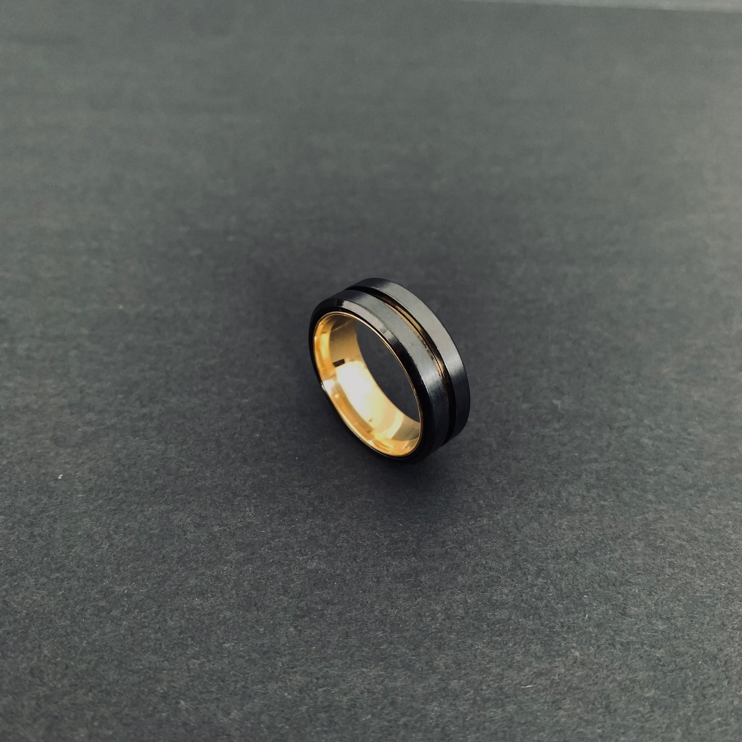 Black Gold Line Ring