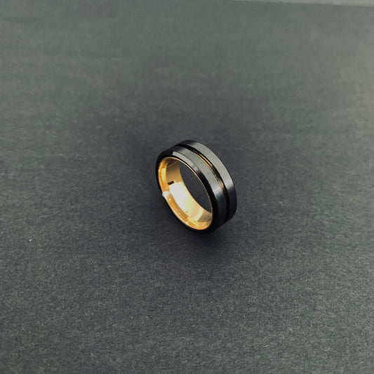 Black Gold Line Ring