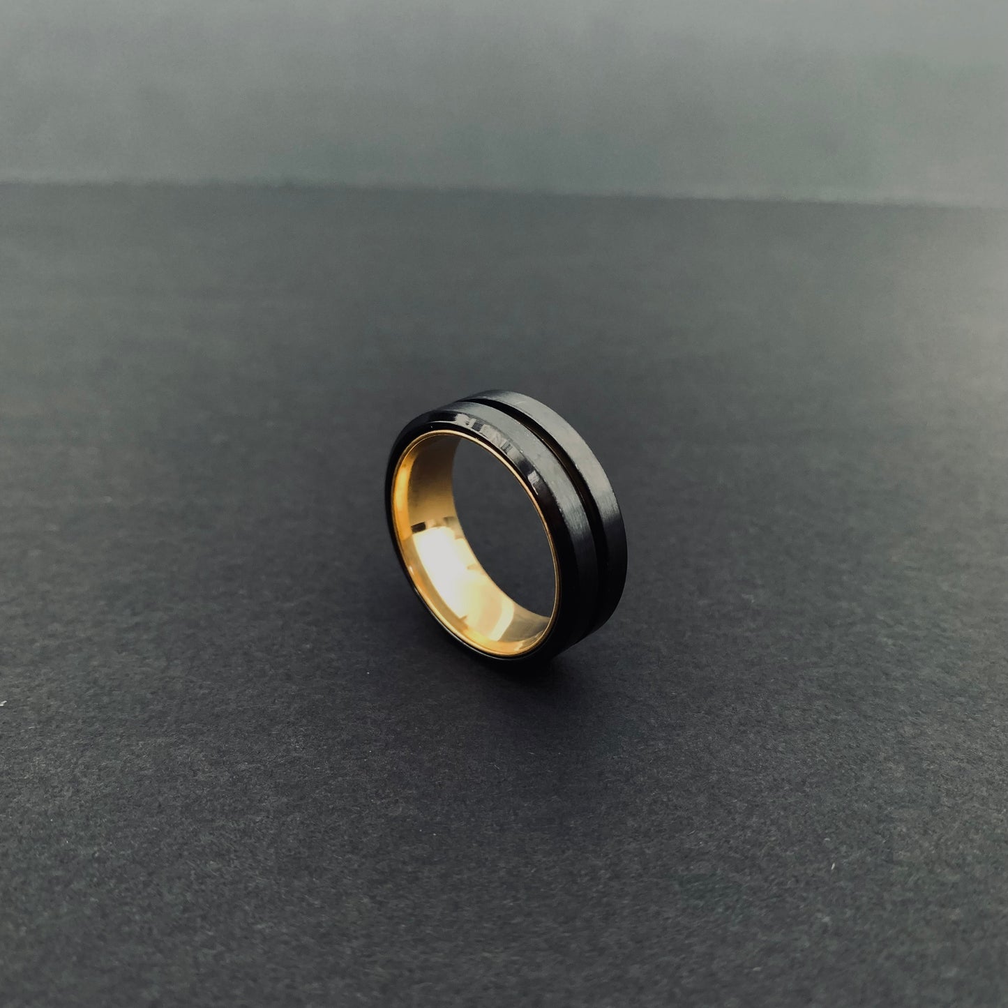Black Gold Line Ring