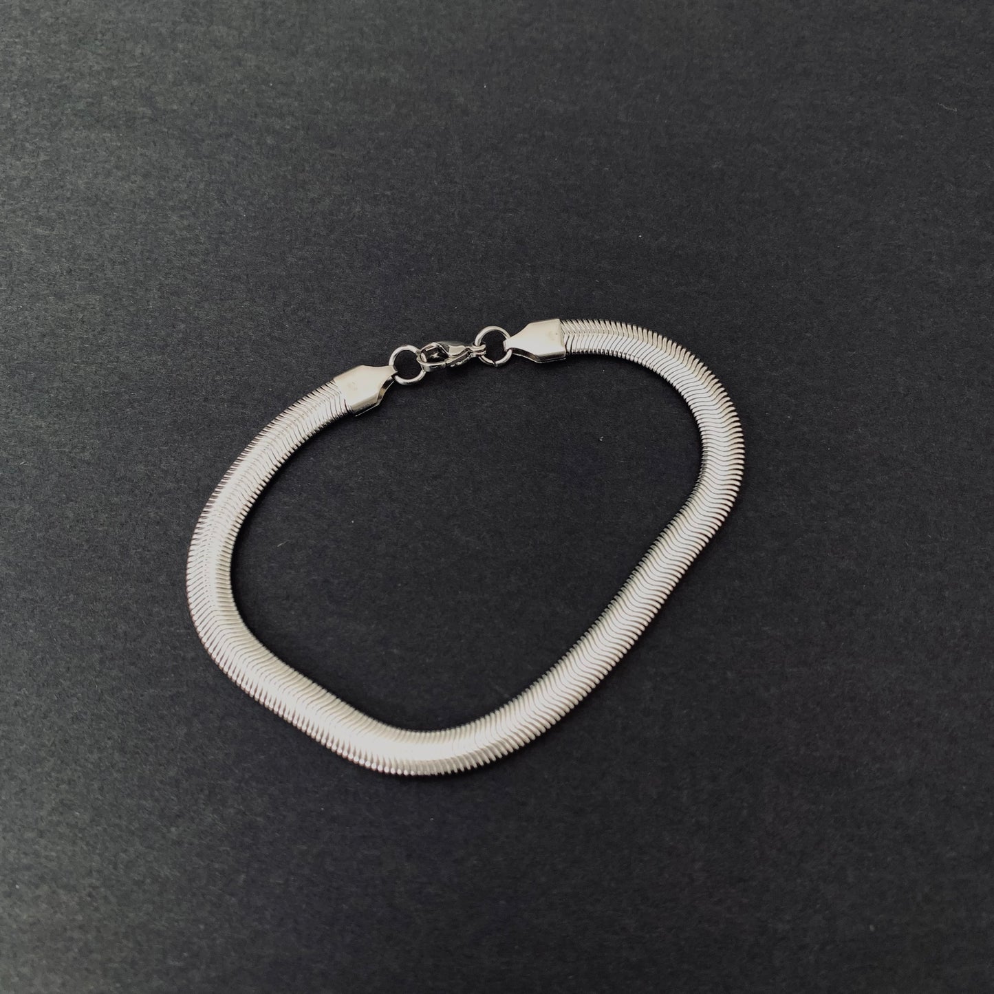 Silver-toned Herringbone Chain Bracelet