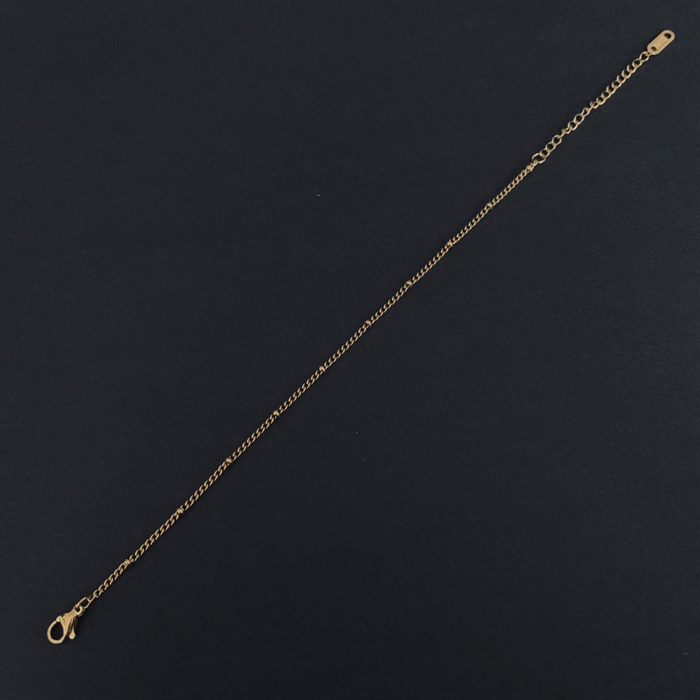 Gold Beaded Curb Link Chain Bracelet