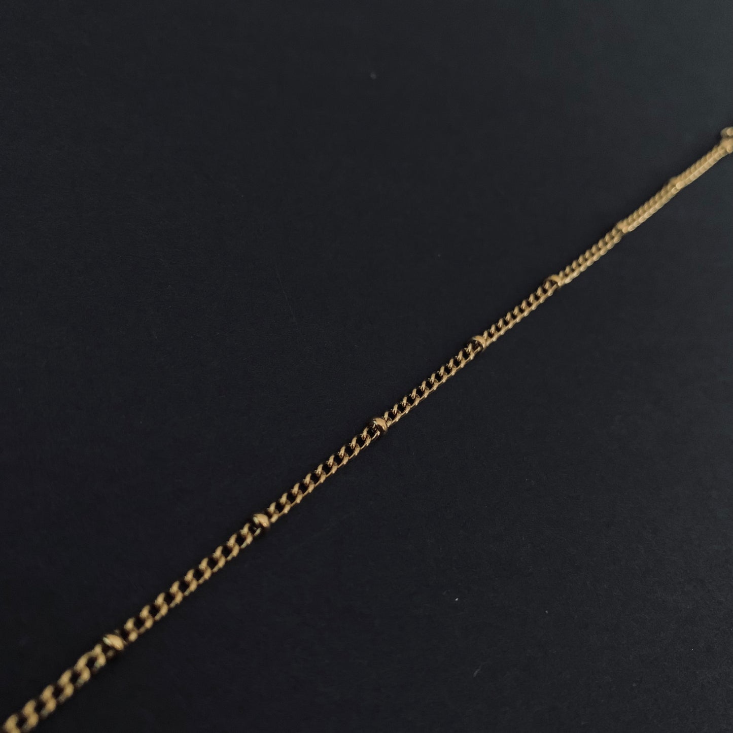 Gold Beaded Curb Link Chain Bracelet