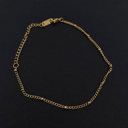 Gold Beaded Curb Link Chain Bracelet