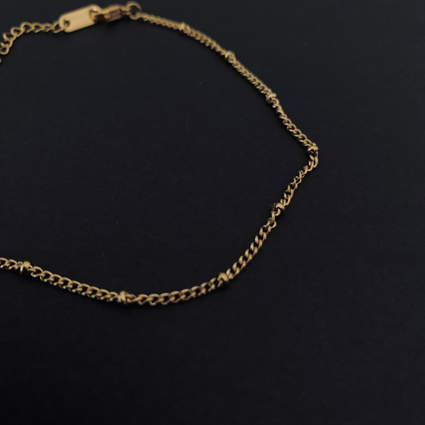 Gold Beaded Curb Link Chain Bracelet