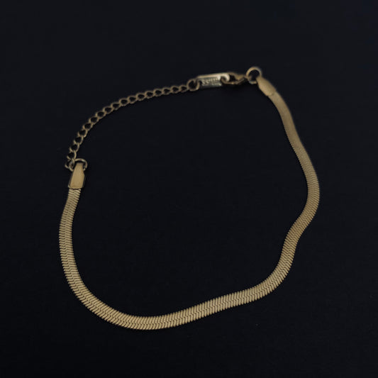 Gold Herringbone Chain Bracelet